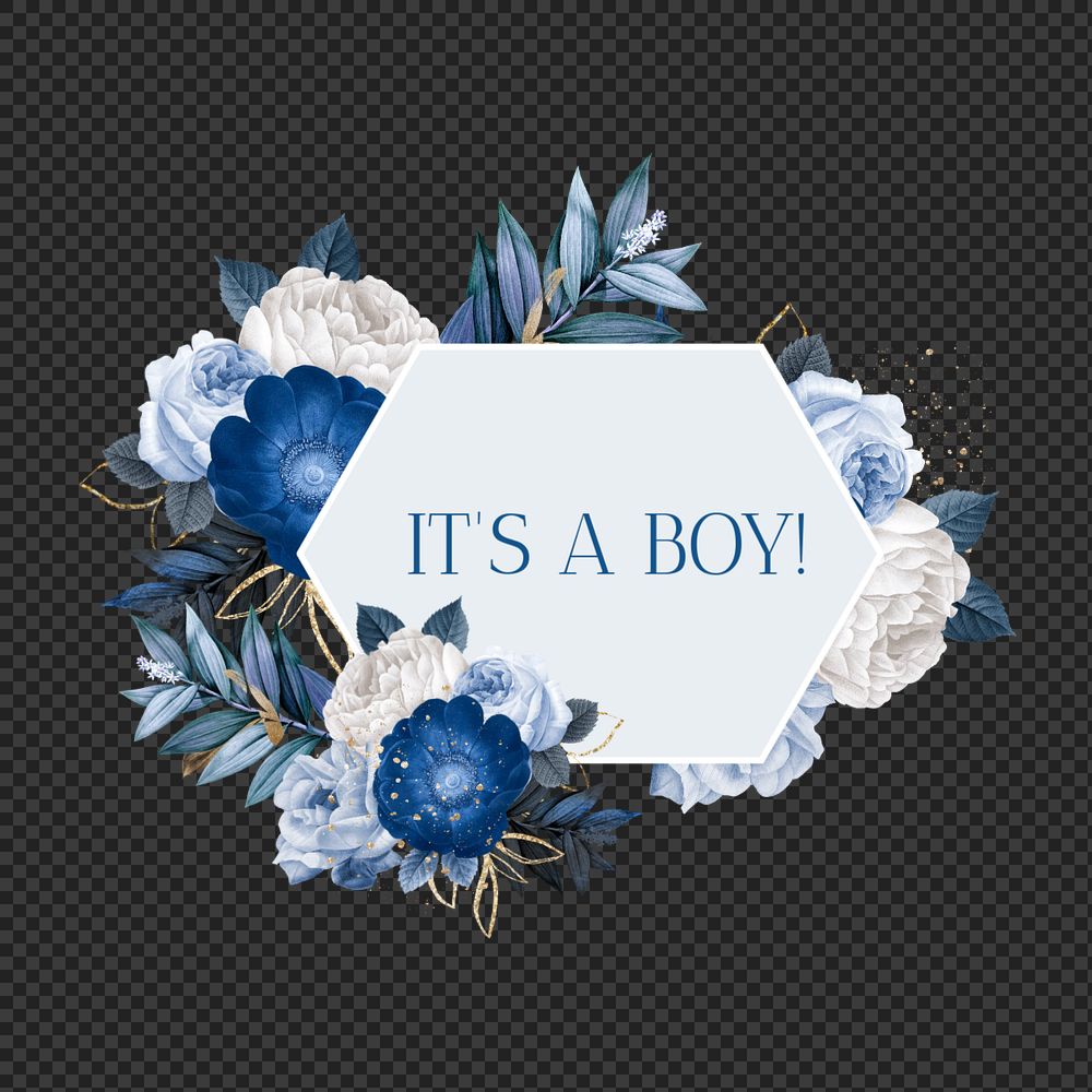 It's a boy png word, aesthetic flower collage art, editable design