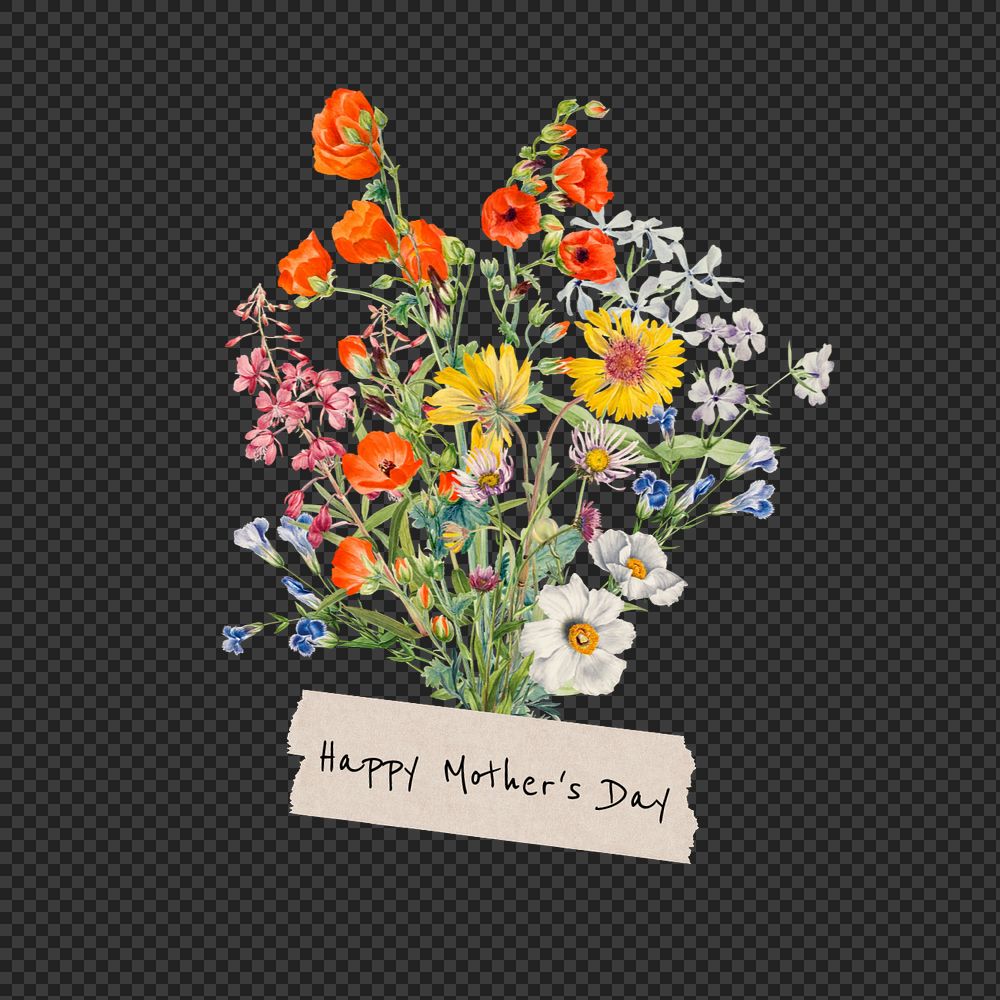 Happy Mother's Day png greeting, aesthetic flower bouquet collage art, editable design