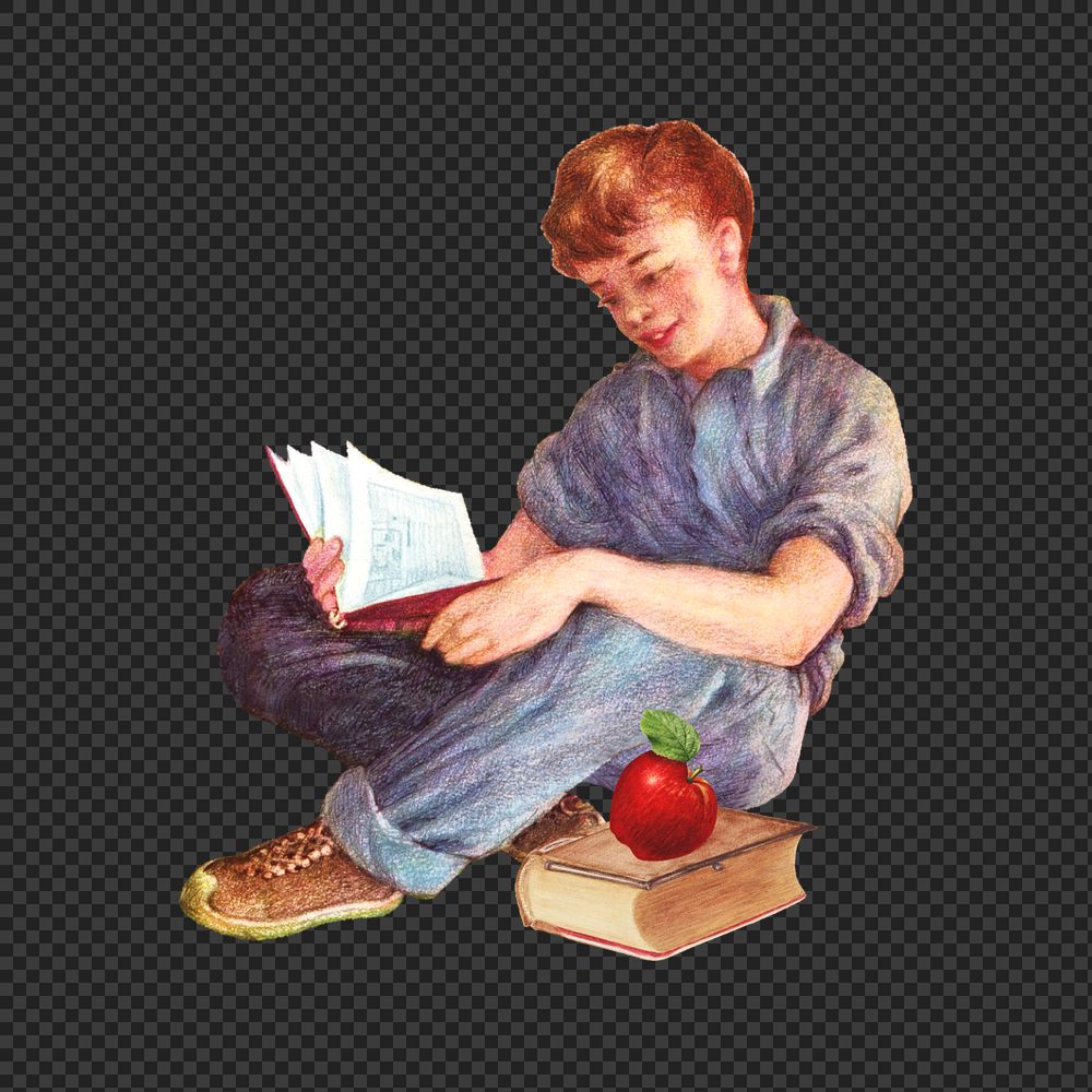 Little boy reading book png, education editable collage. Remixed by rawpixel.