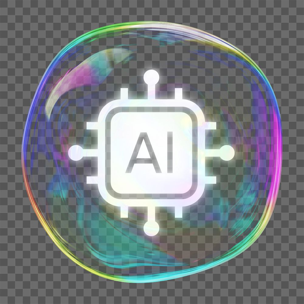 Editable microchip png element, AI technology design