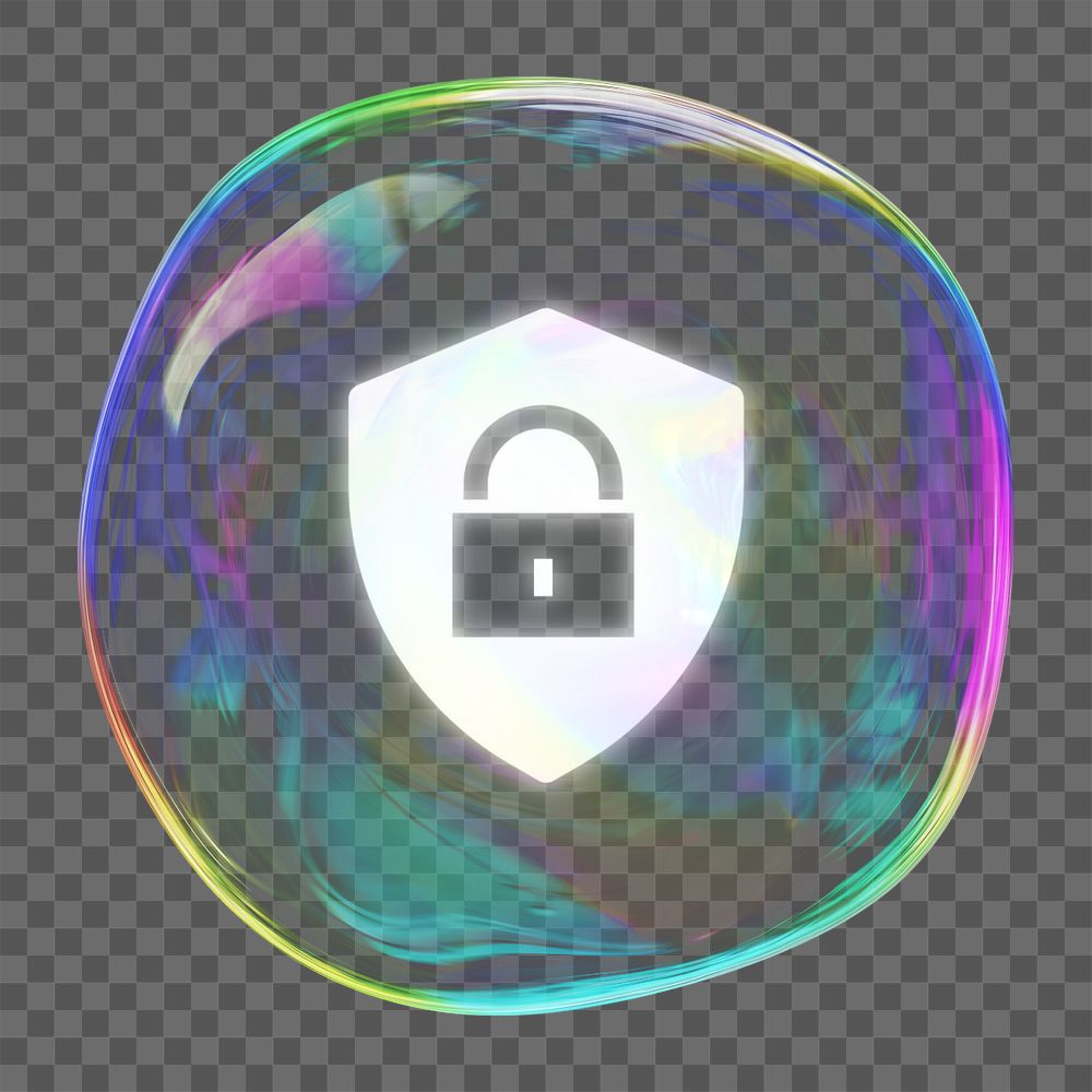 Editable lock pad png element, cybersecurity technology