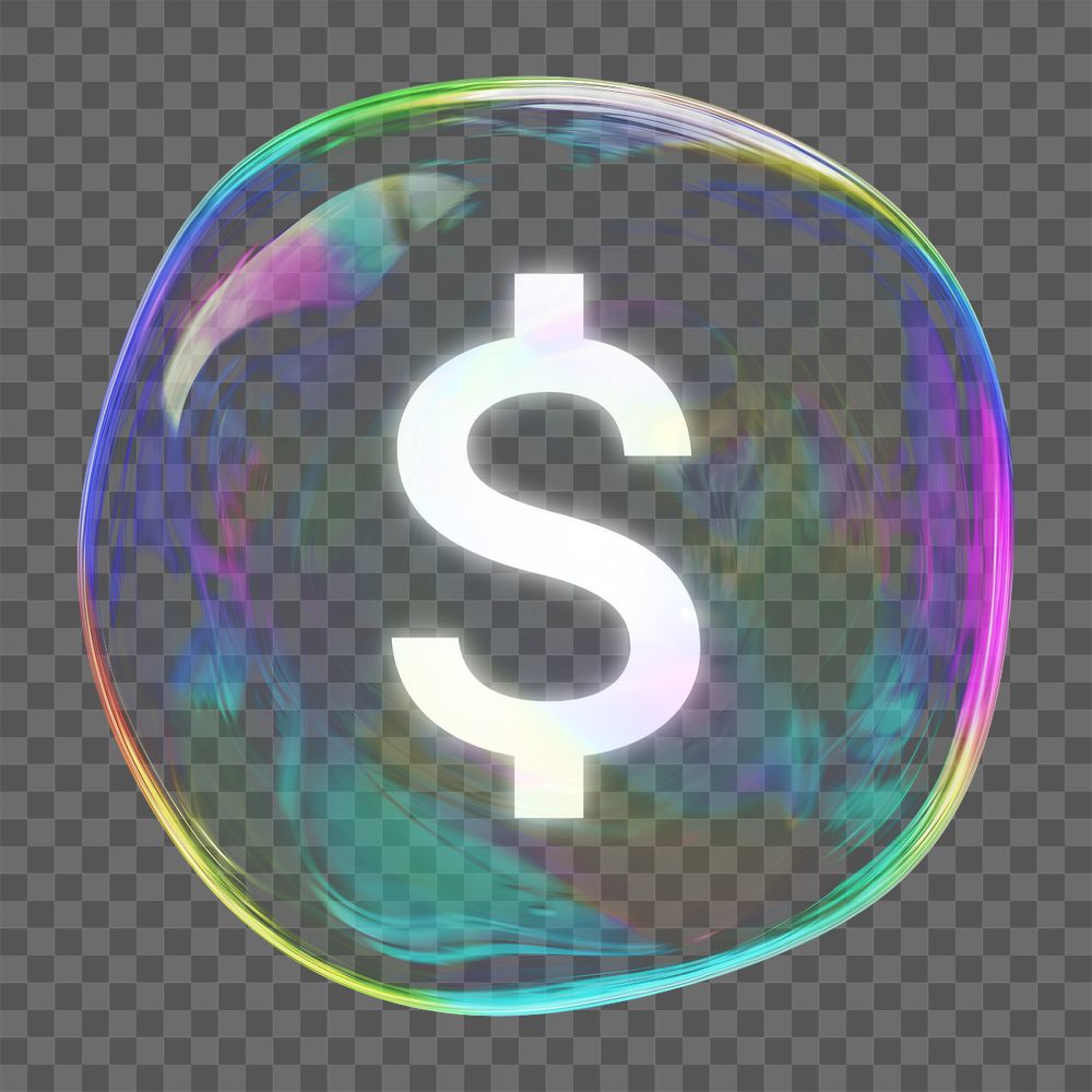 Bubbled dollar sign png element, editable FinTech