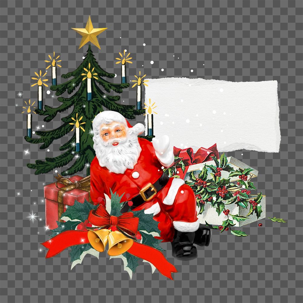 Santa ripped paper png editable collage art. Remixed by rawpixel.