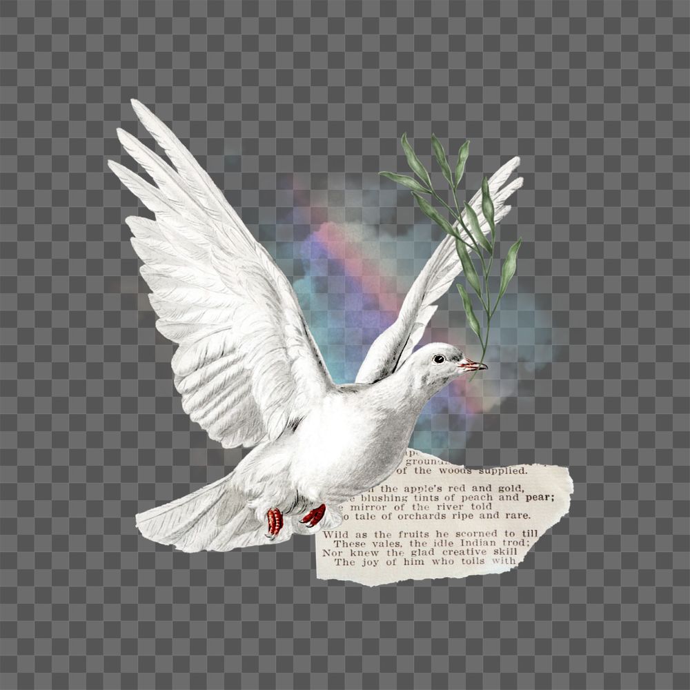 Vintage flying dove png, editable floral aesthetic collage. Remixed by rawpixel.