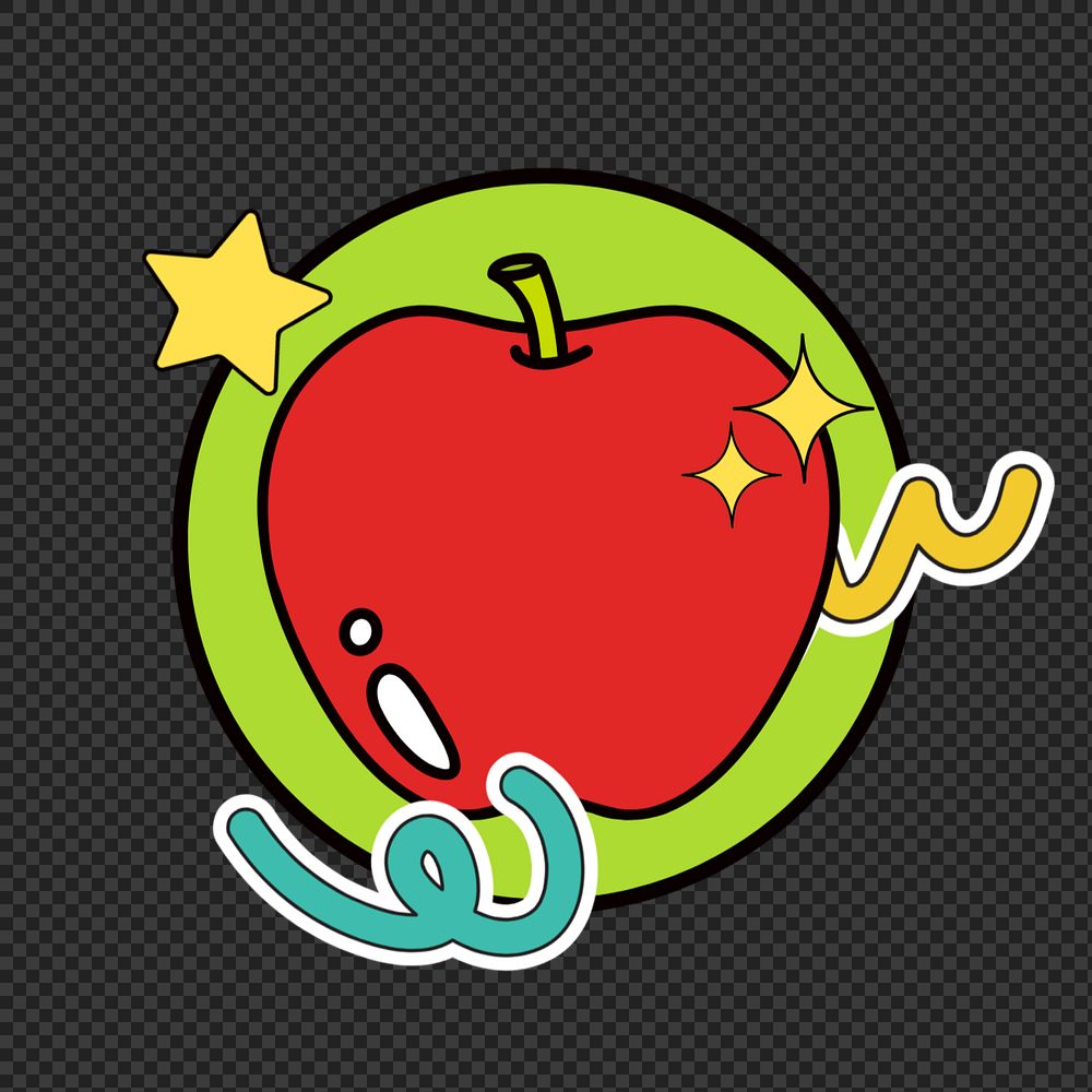 Apple fruit png, food line art illustration, editable design