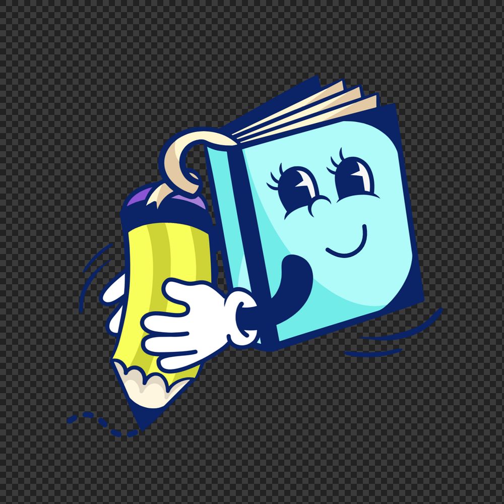 Notebook & pencil cartoon character png, editable design