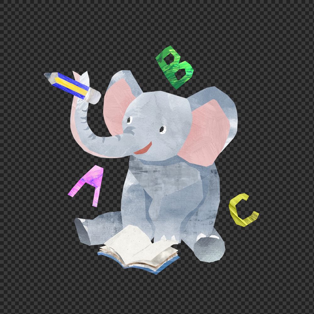 Learning elephant, animal paper craft, editable design
