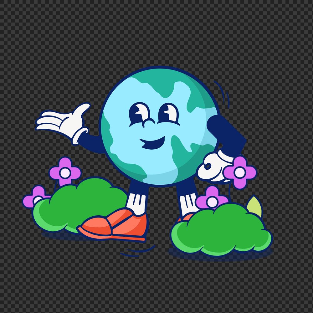 Sustainable globe png, environment cartoon character illustration, editable design