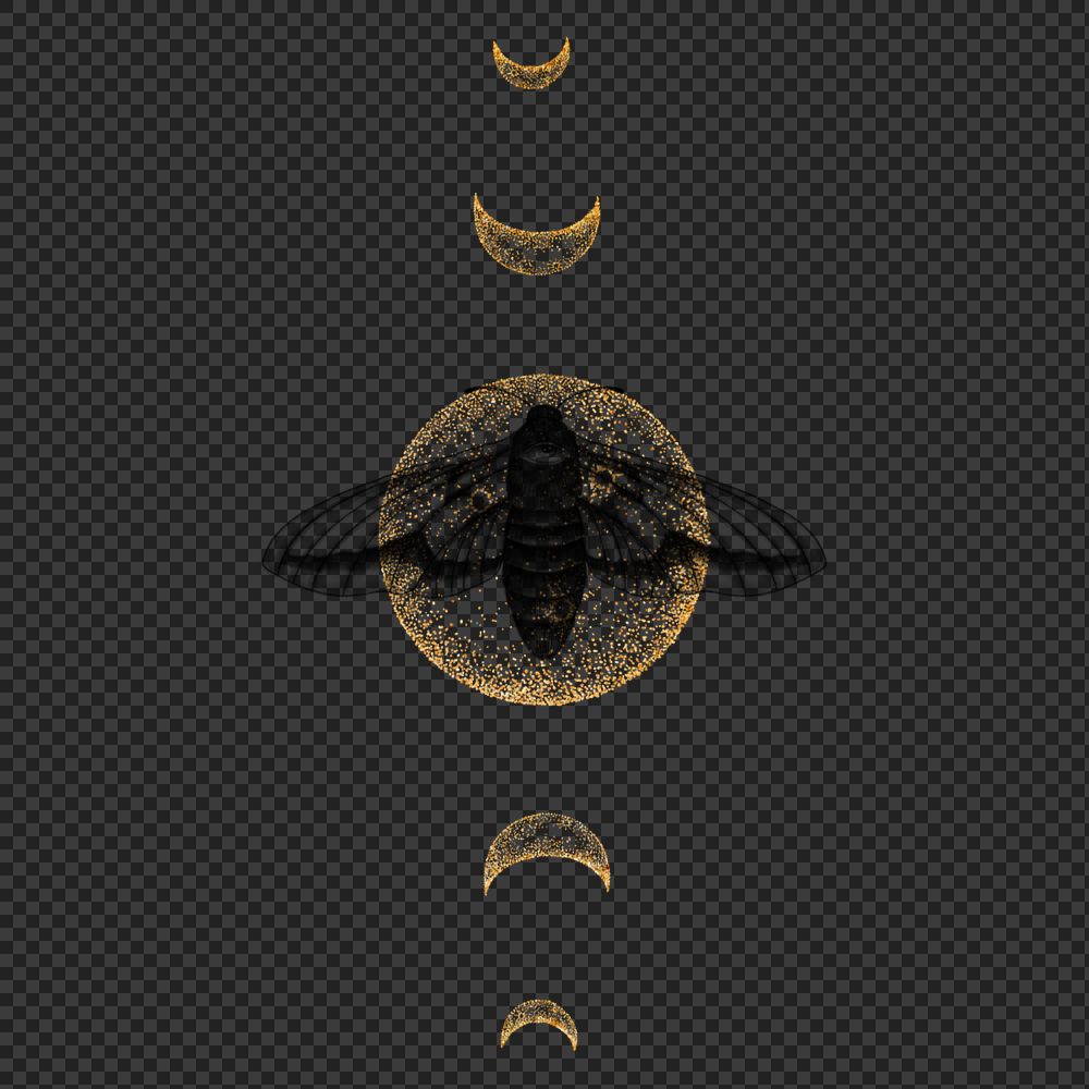 Moth aesthetic png element, spiritual illustration remix, editable design