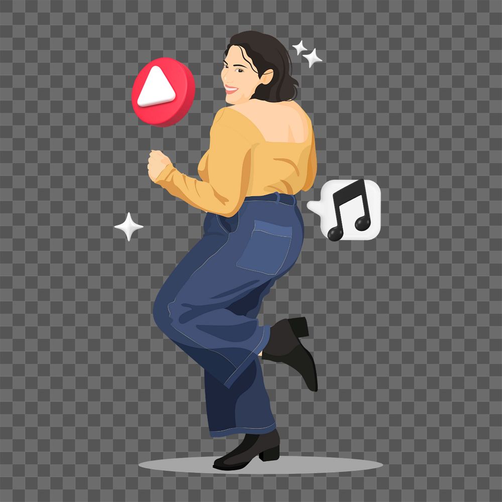 Woman dancing png sticker, vector illustration transparent background