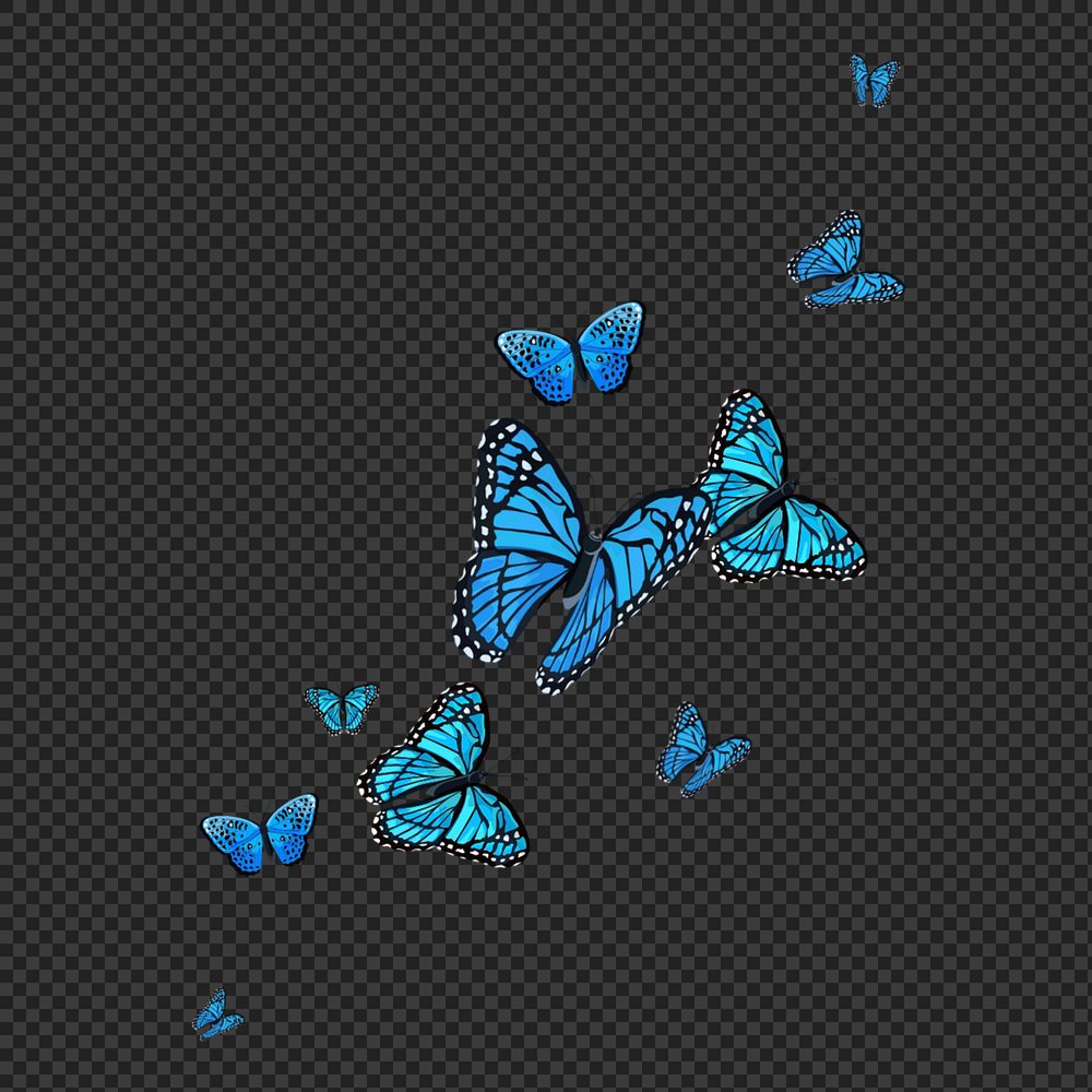 Editable blue butterfly png element, transparent background