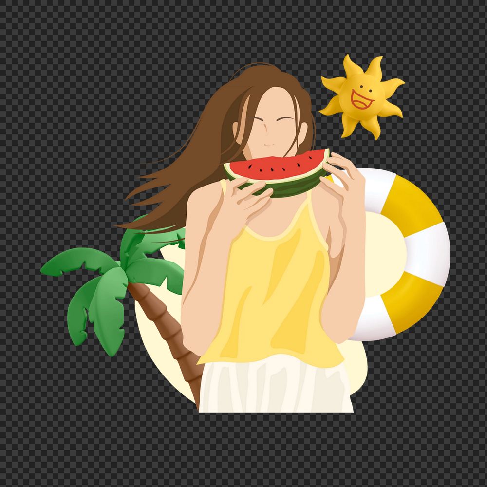 Summer woman png sticker, vector illustration transparent background
