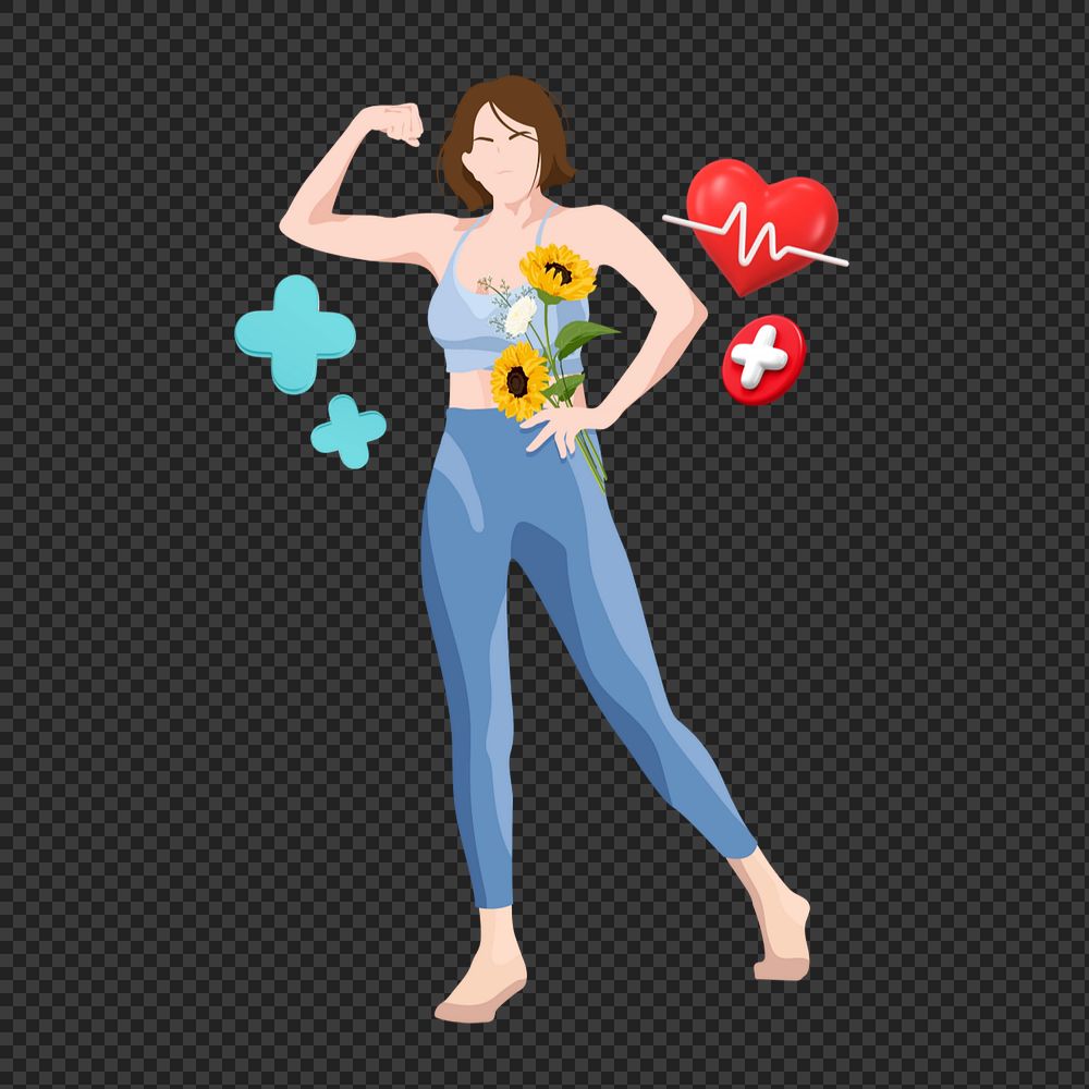 Healthy woman png sticker, health & wellness vector illustration transparent background