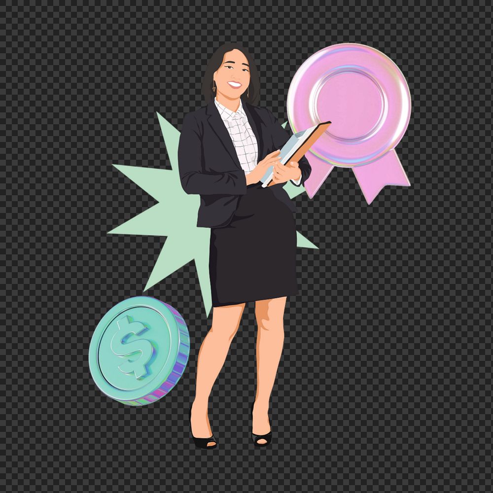 Businesswoman png sticker, vector illustration transparent background