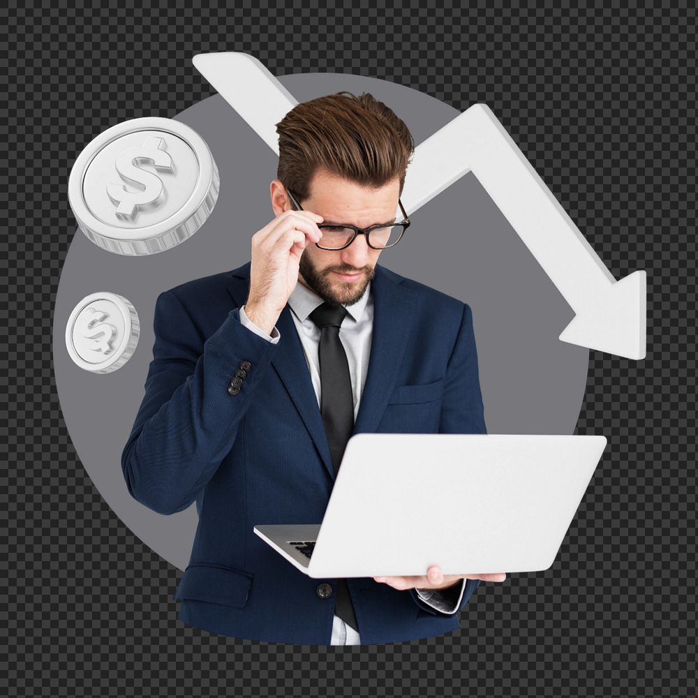 Png 3d financial crisis editable element, transparent background