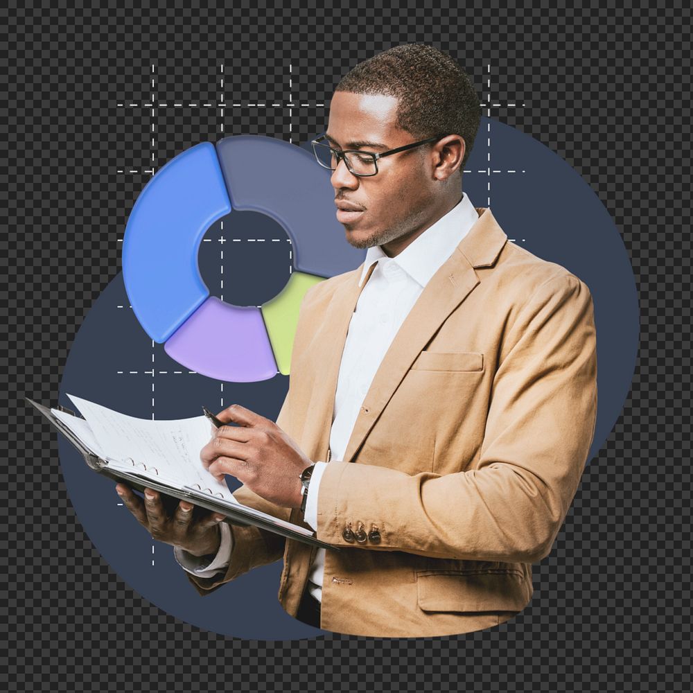 Png data analyst editable element, transparent background