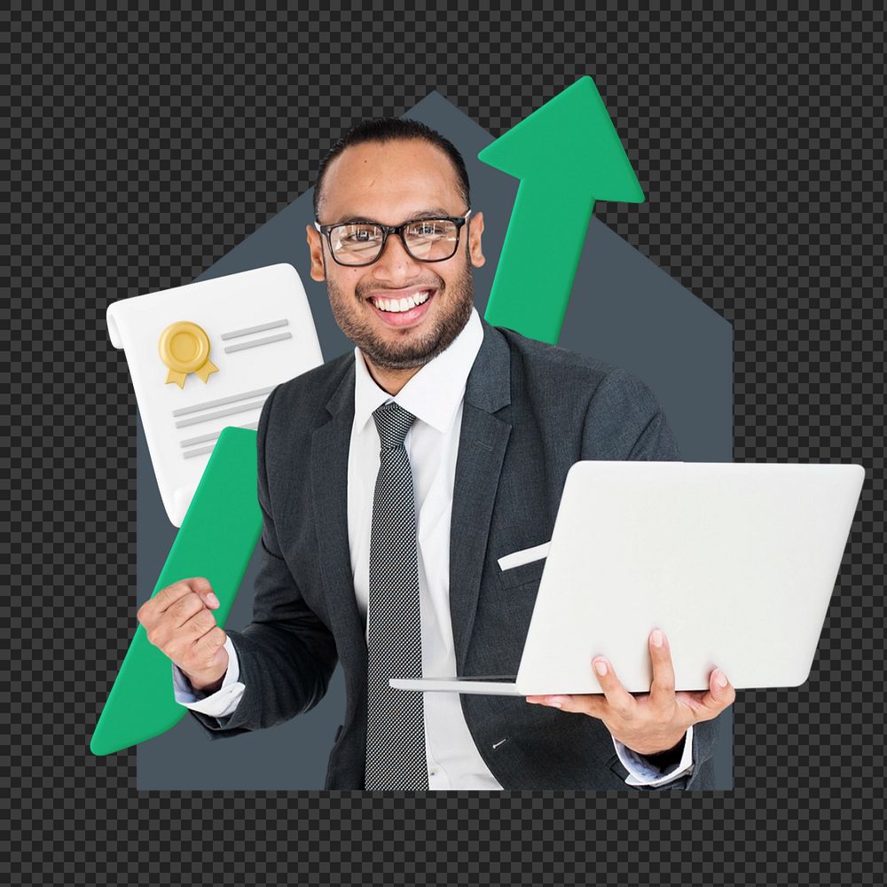 Png startup success editable element, transparent background
