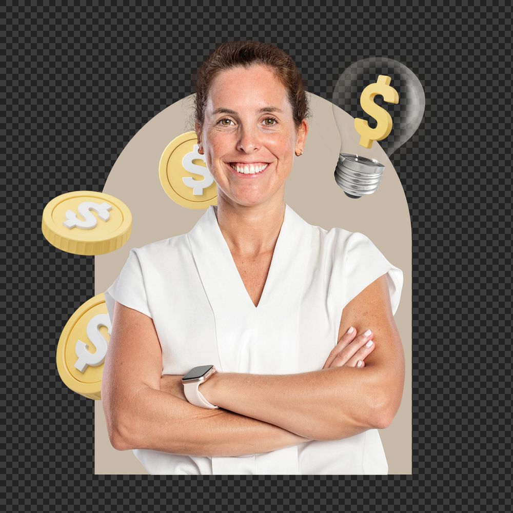 Png 3d financial solution editable element, transparent background