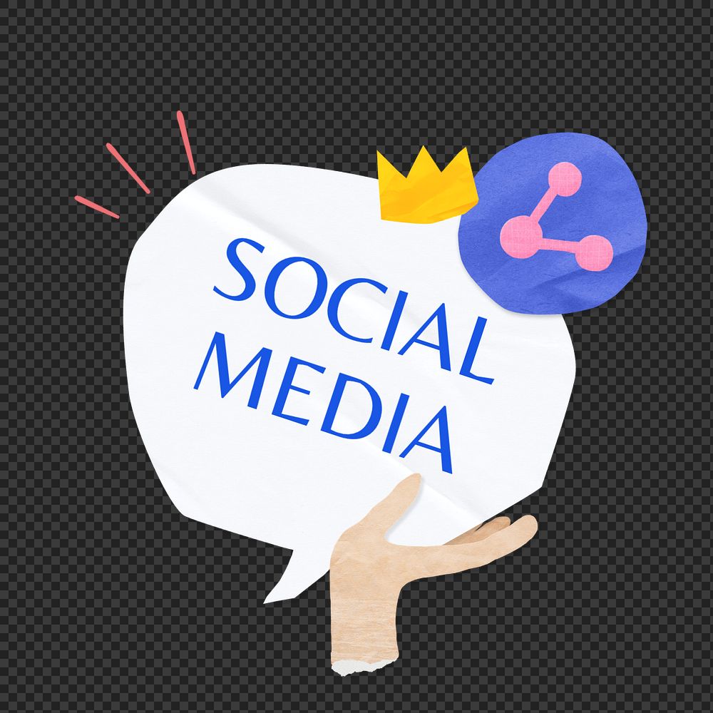 Social media, word in paper speech bubble, editable design