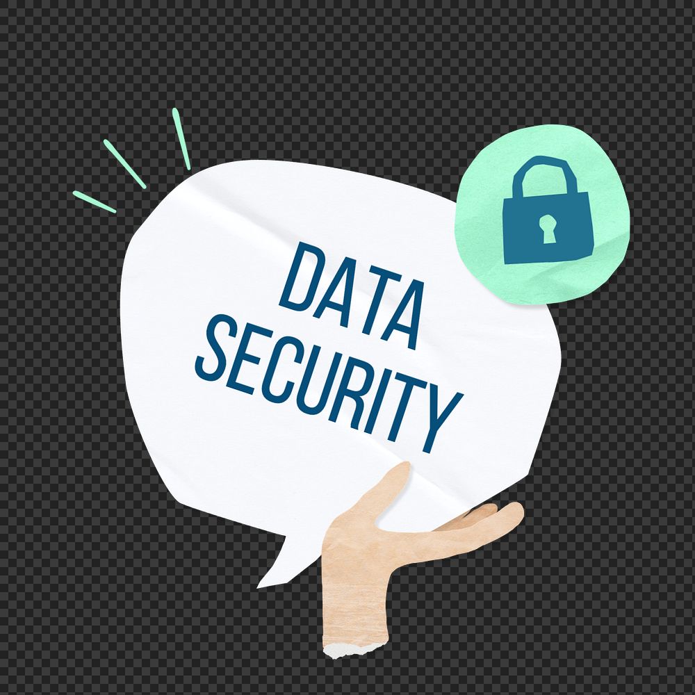 Data security word, speech bubble paper craft, editable design