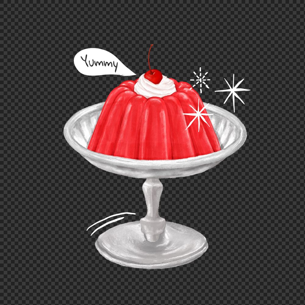 Red jello pudding, dessert png illustration, editable design