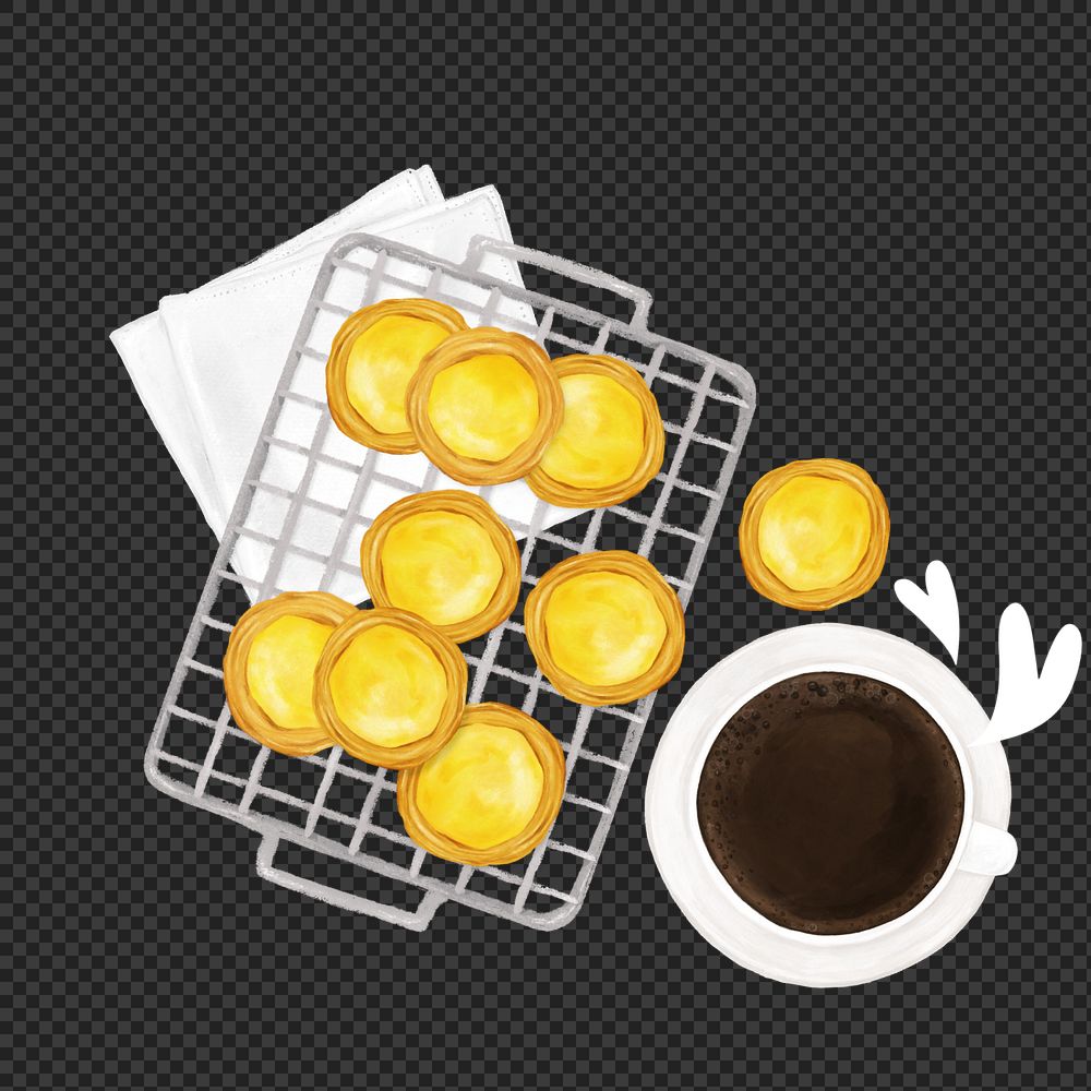 Homemade egg tarts, baking png illustration, editable design