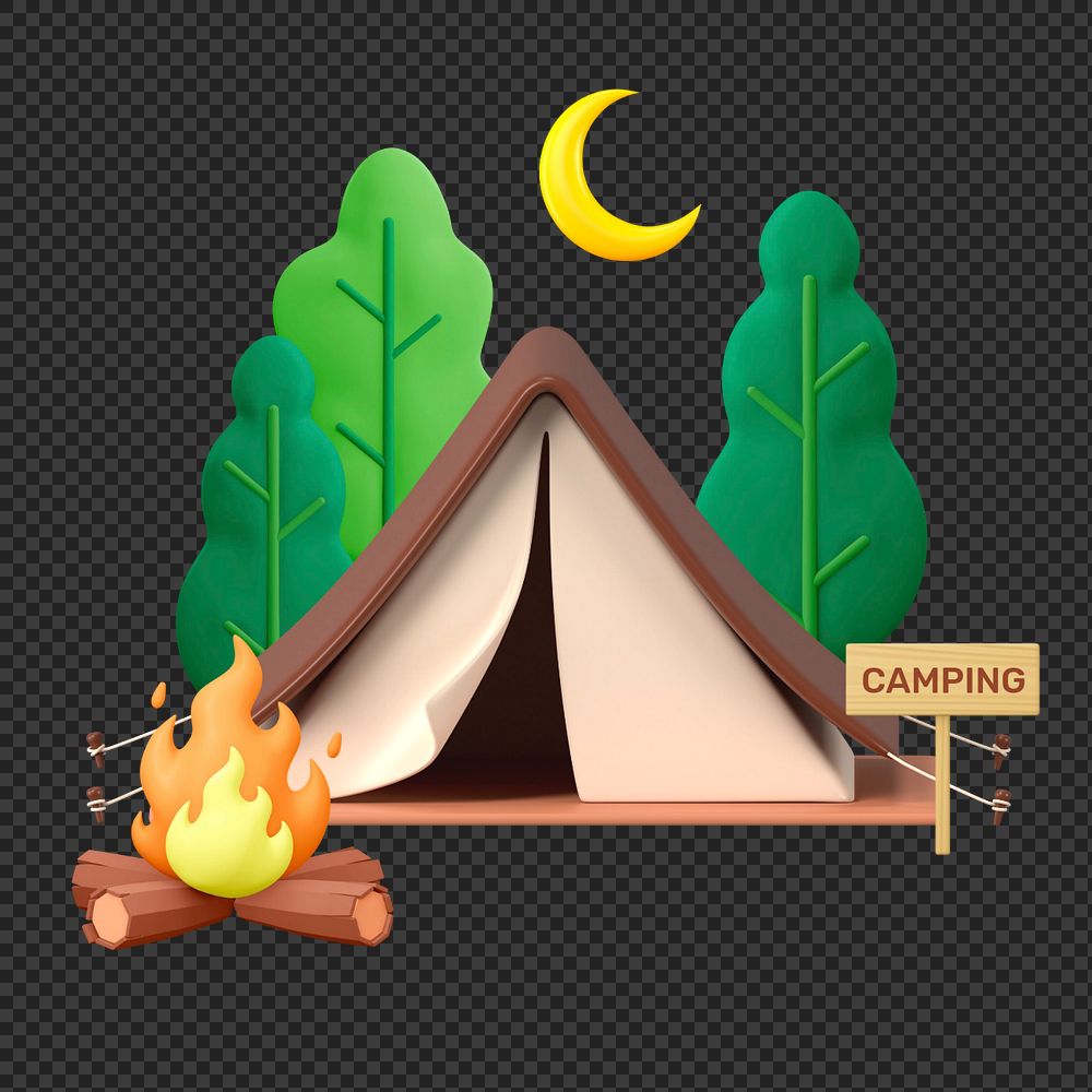 3D camping tent, element editable illustration