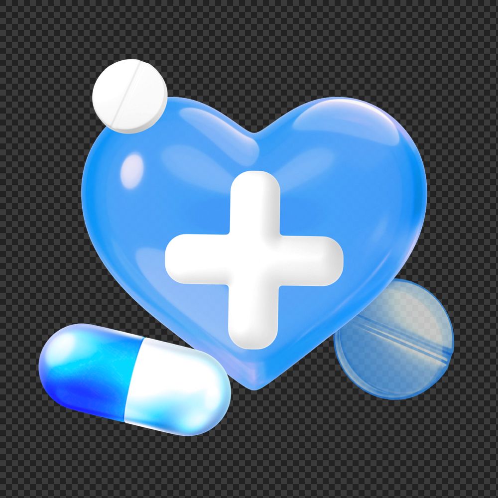 3D medical heart, element editable illustration