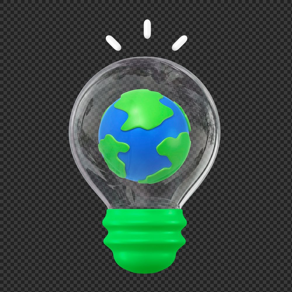 3D globe in bulb, element editable illustration