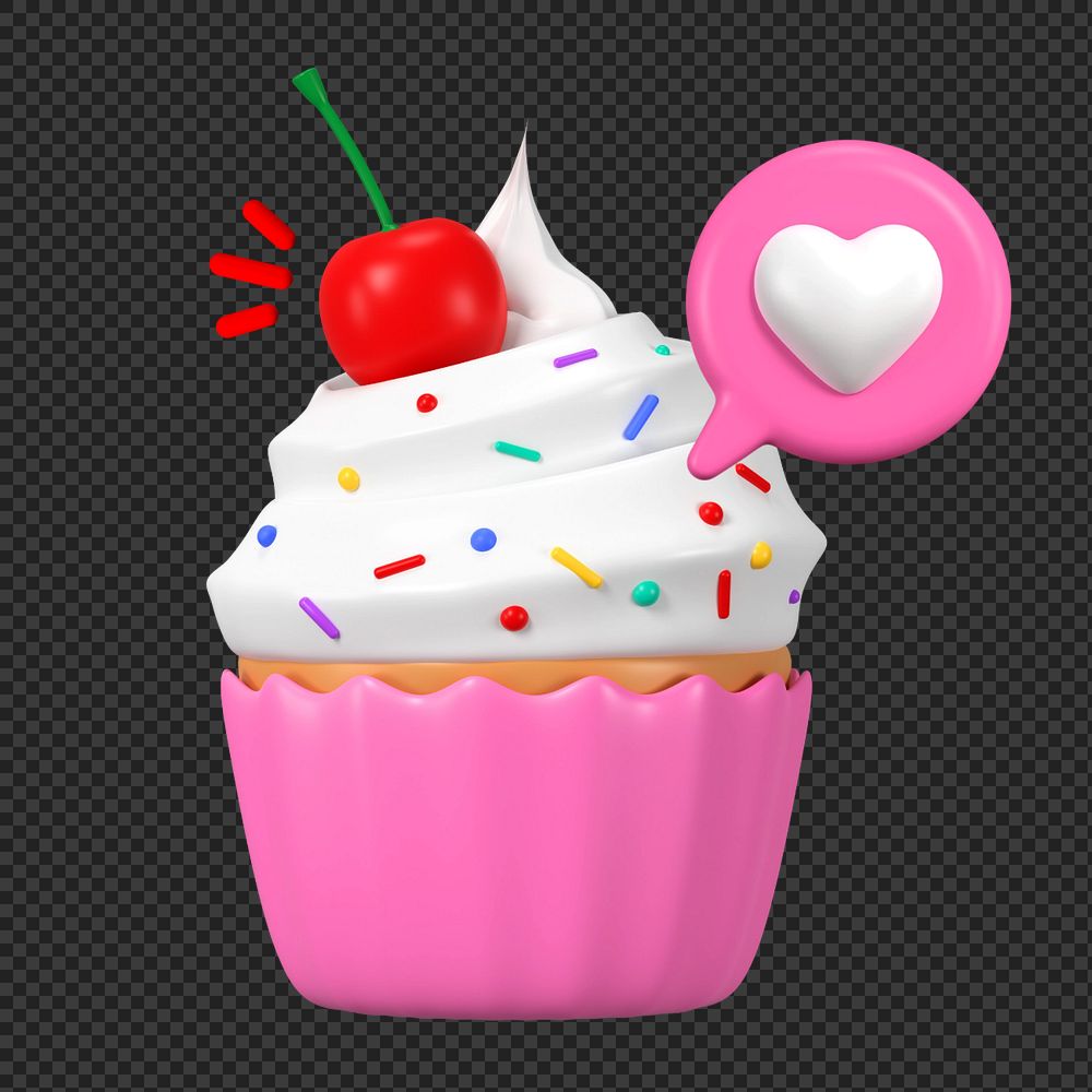 3D cupcake dessert, element editable illustration