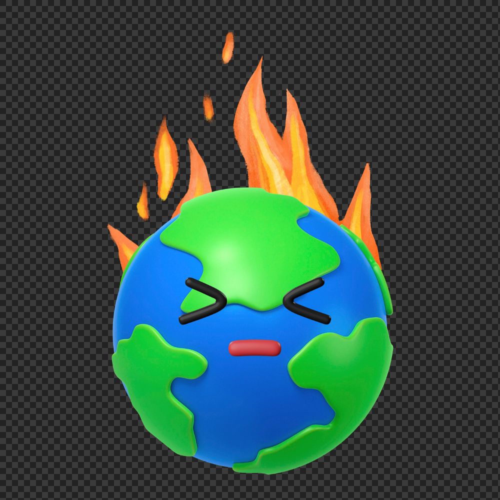 3D burning globe, element editable illustration