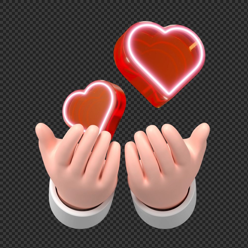 3D hand giving hearts, element editable illustration
