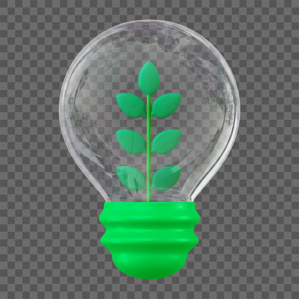 3D plant in bulb, element editable illustration