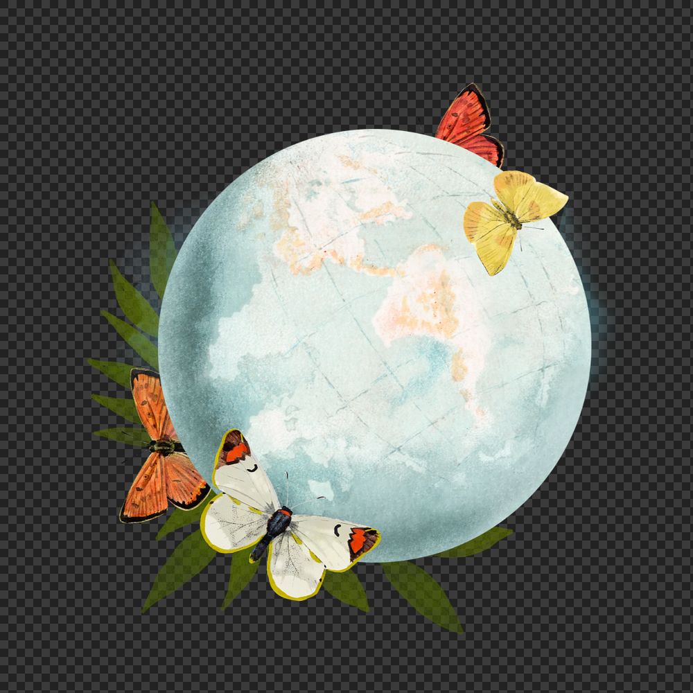 Watercolor environmental globe png element, editable remix design