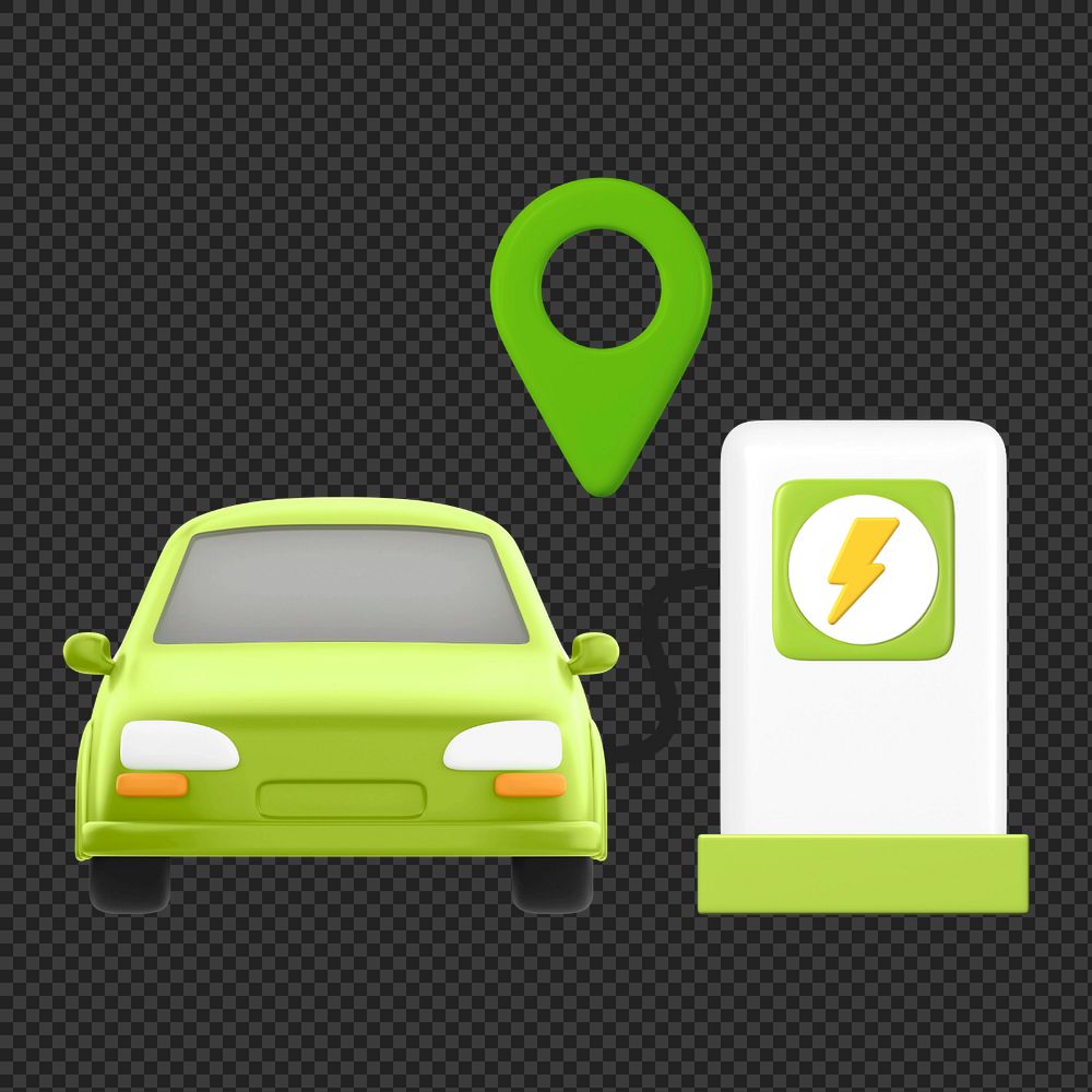 3D EV car charging, element editable illustration