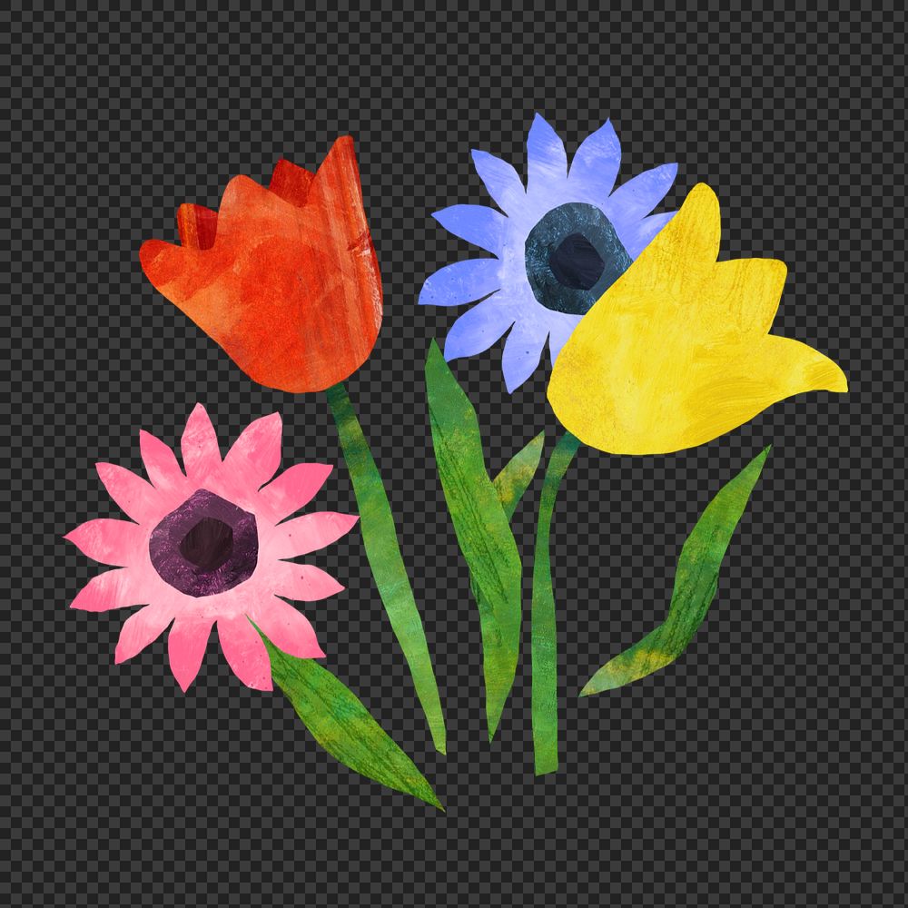 Colorful Spring flowers, paper craft element, editable design