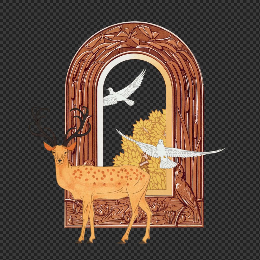 Stag deer png, vintage animal illustration. Remixed by rawpixel.