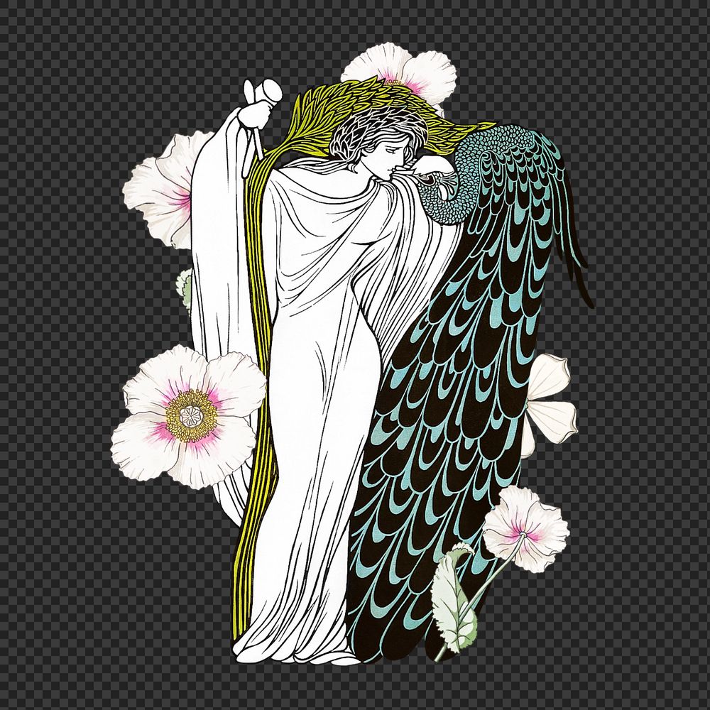 Bradley's The Kiss png, vintage man & peacock illustration. Remixed by rawpixel.