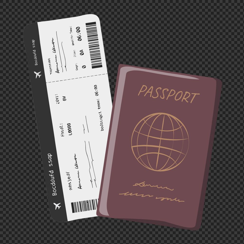 Passport ticket png element, aesthetic illustration, editable design