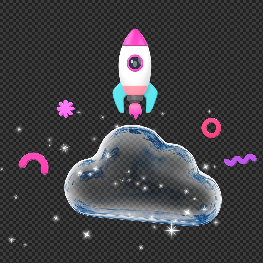 Cloud computing png element, 3d remix, editable design