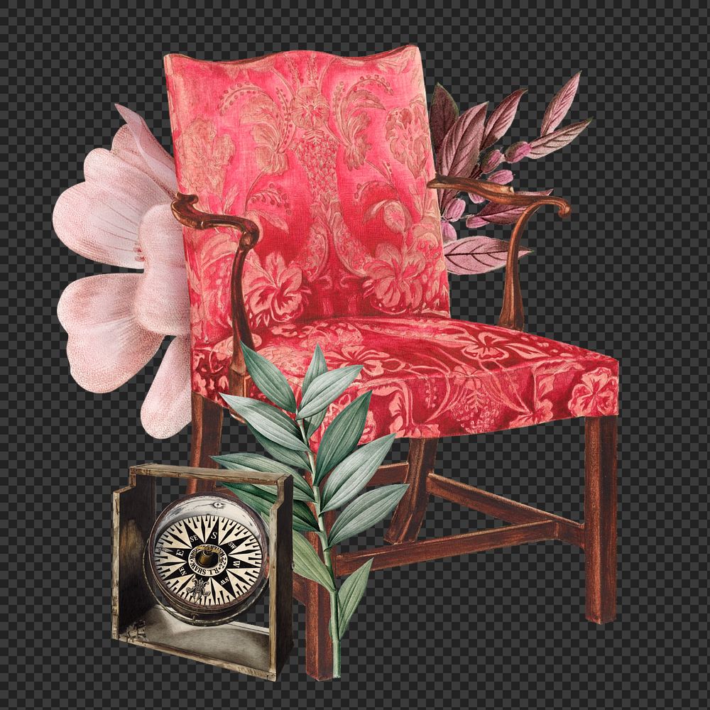 PNG Vintage chair illustration transparent background editable design