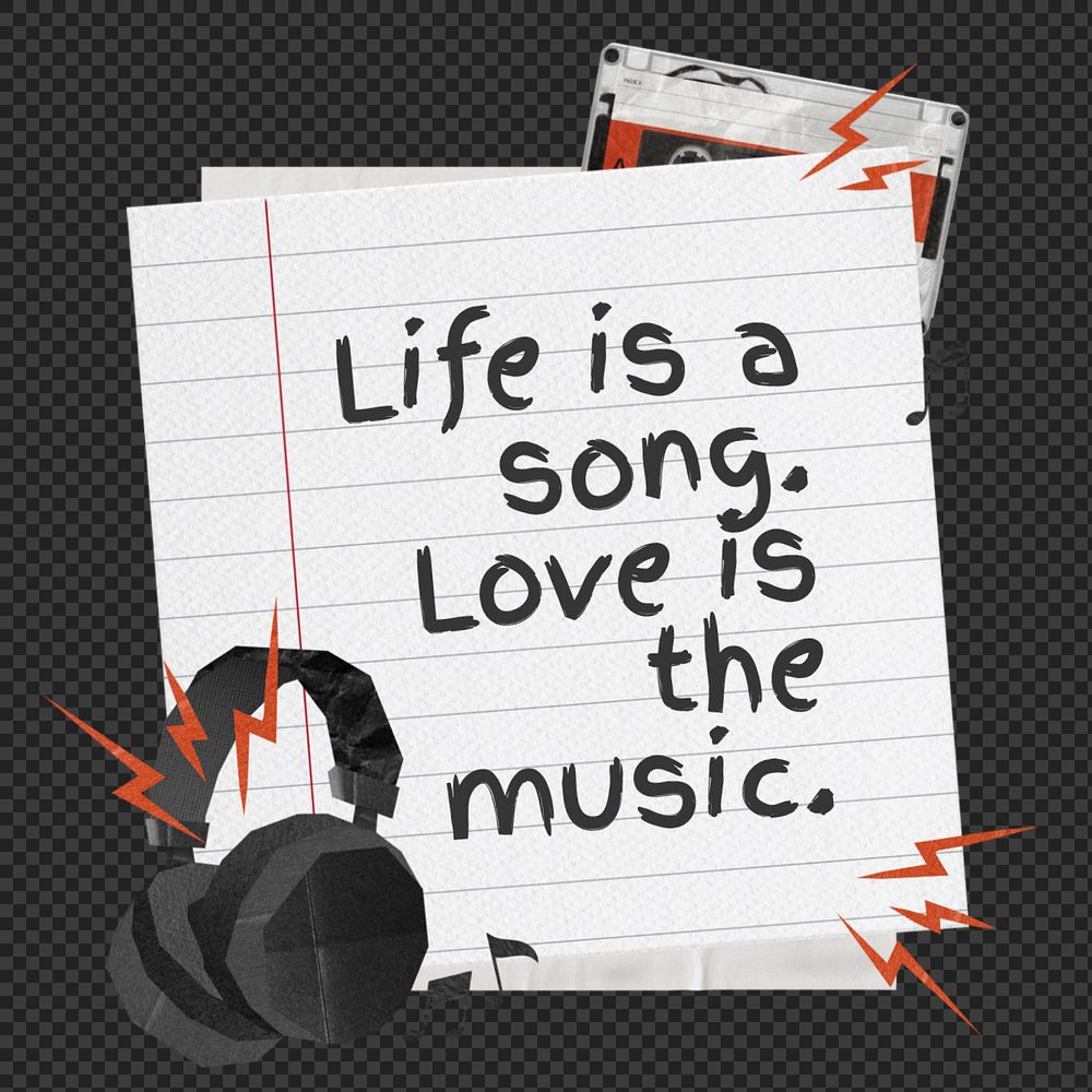 Music quote, headphones paper craft remix, editable design