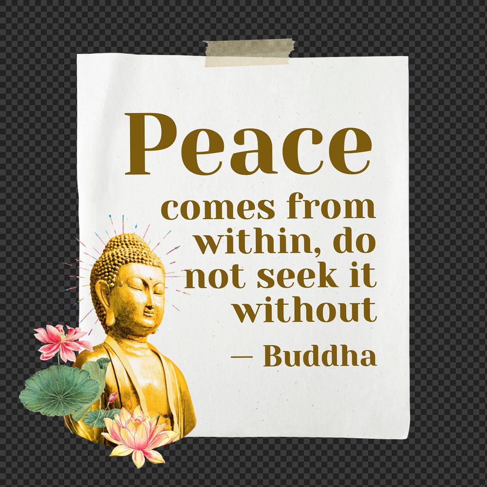 Peace quote, buddha statue paper craft remix, editable design