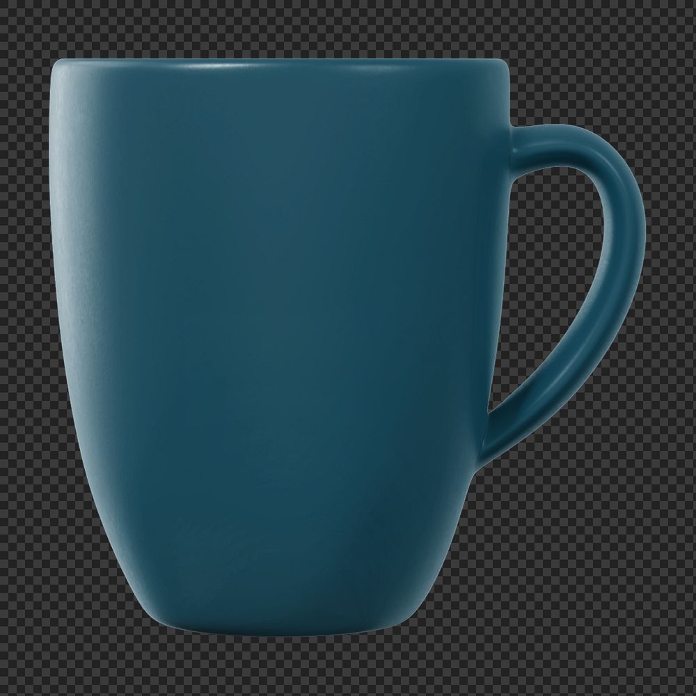 Coffee mug mockup, blue ceramic design