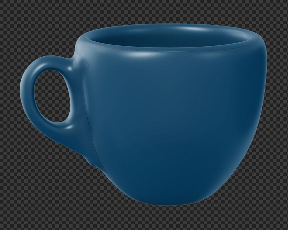 Ceramic espresso cup mockup, blue design