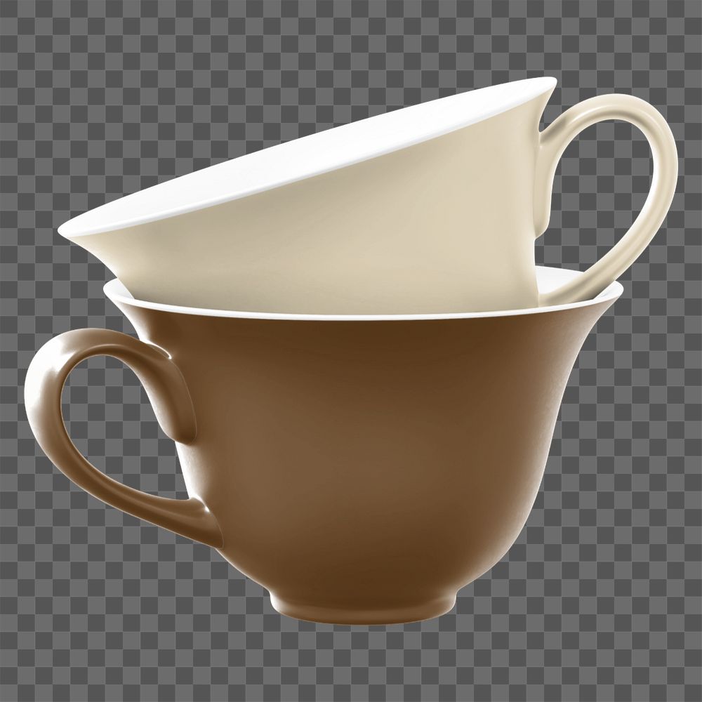 Tea cups mockup, brown product design