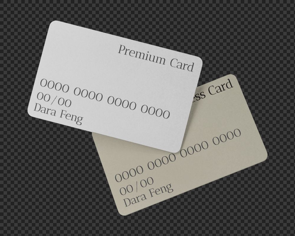 Credit cards mockup, gray 3D design 