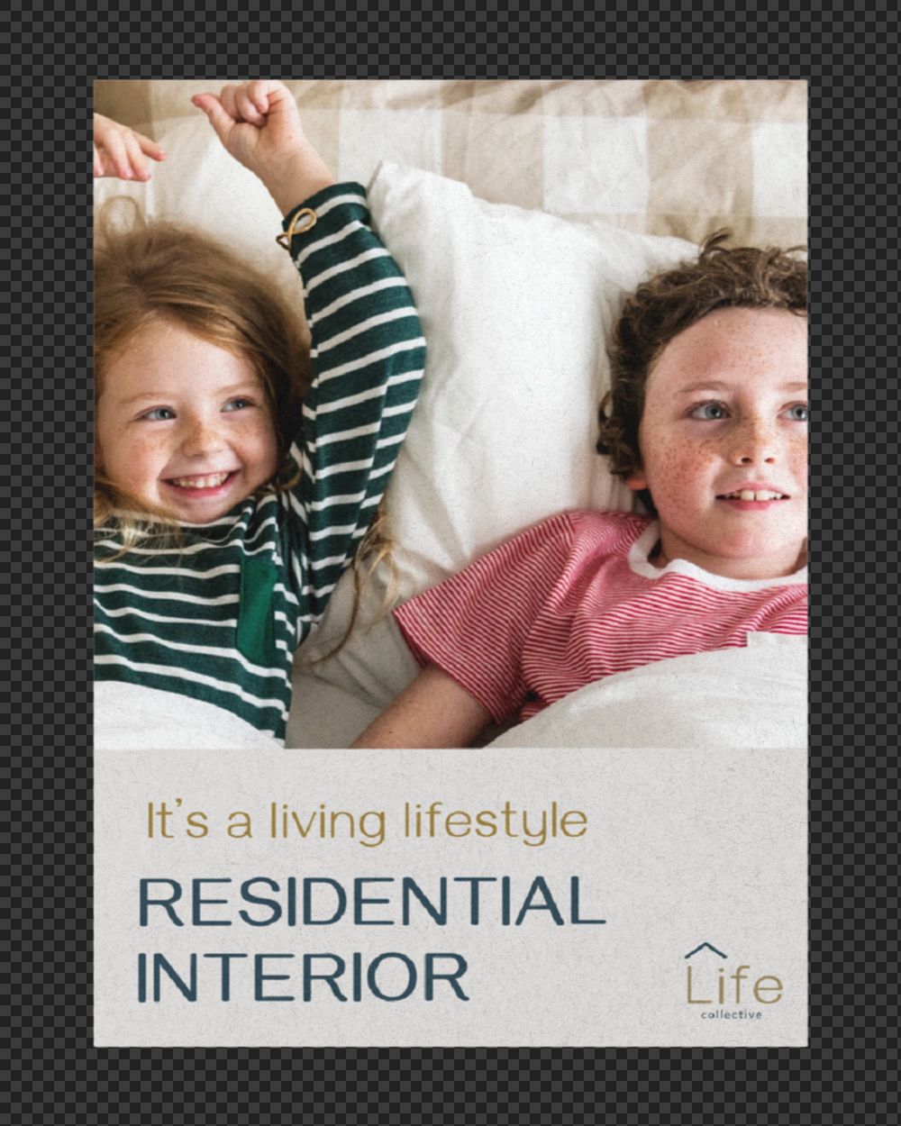 Residential interior poster mockup, editable text