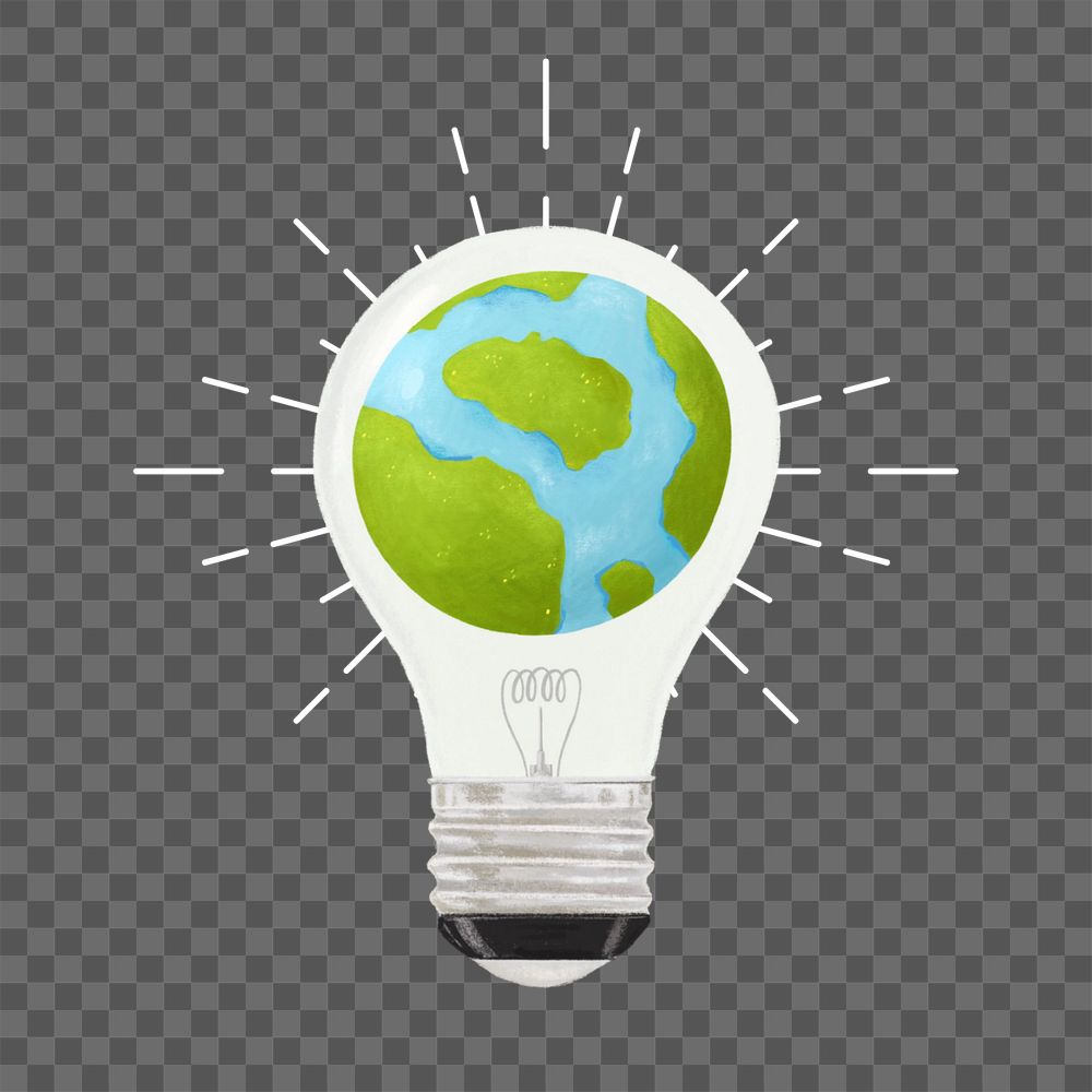 Light bulb globe png, environment illustration, editable design