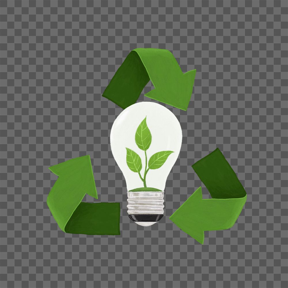 Renewable energy png environment, plant light bulb remix, editable design